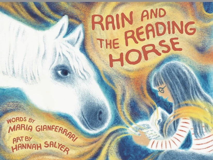 Book giveaway and horse craft for Rain, the Reading Horse, a gorgeous, hopeful book about a child&rsquo;s struggle to read and how she finds the right place and audience for learning. By @maria_gianferrari_author and @h.salyer  Add a comment here to 
