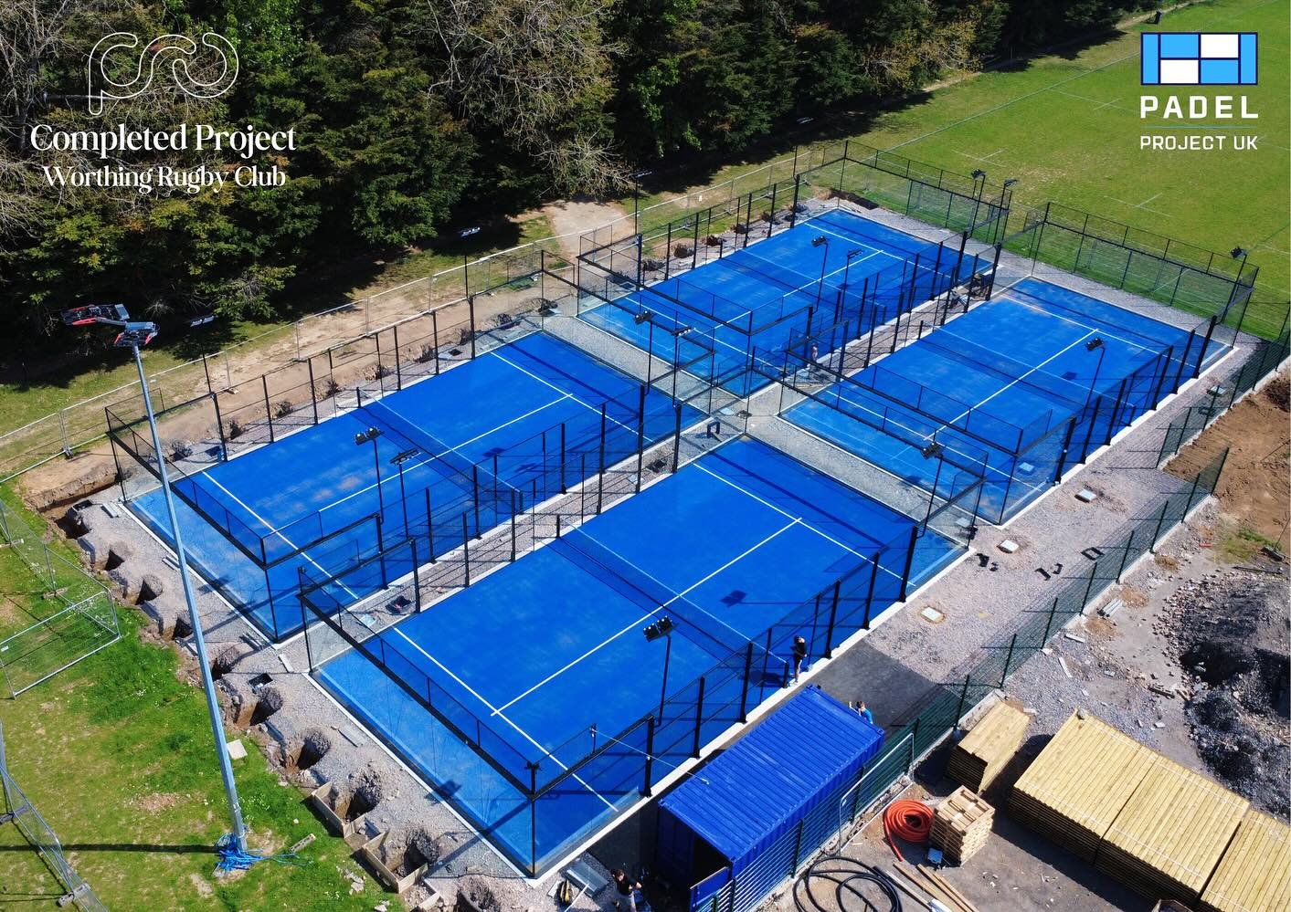 4 Panoramic Courts installed at Worthing Rugby Club. Operated by Padel Project UK. @padelprojectuk #padel #padelcourts #worthing