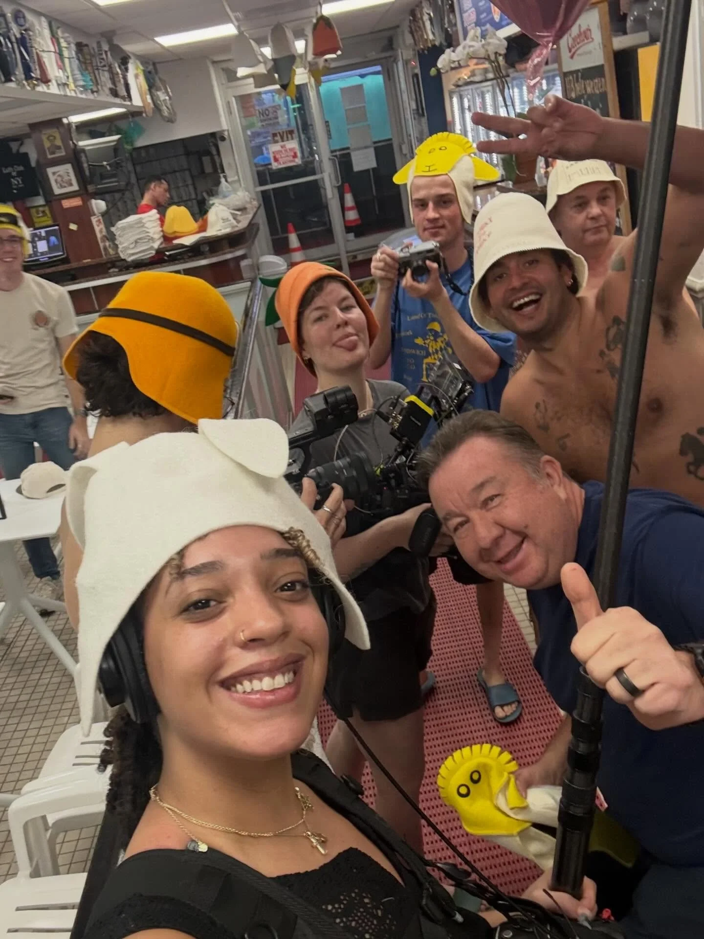 Esmeralda mixing for the next season of @keepthemeterrunnin 🚕 sound mixers be ware: the extreme heat of a sauna WILL compromise the structural integrity of a regular shock mount 😵&zwj;💫 also be sure to check out @bath.club.of.ny 🧖🏽&zwj;♀️