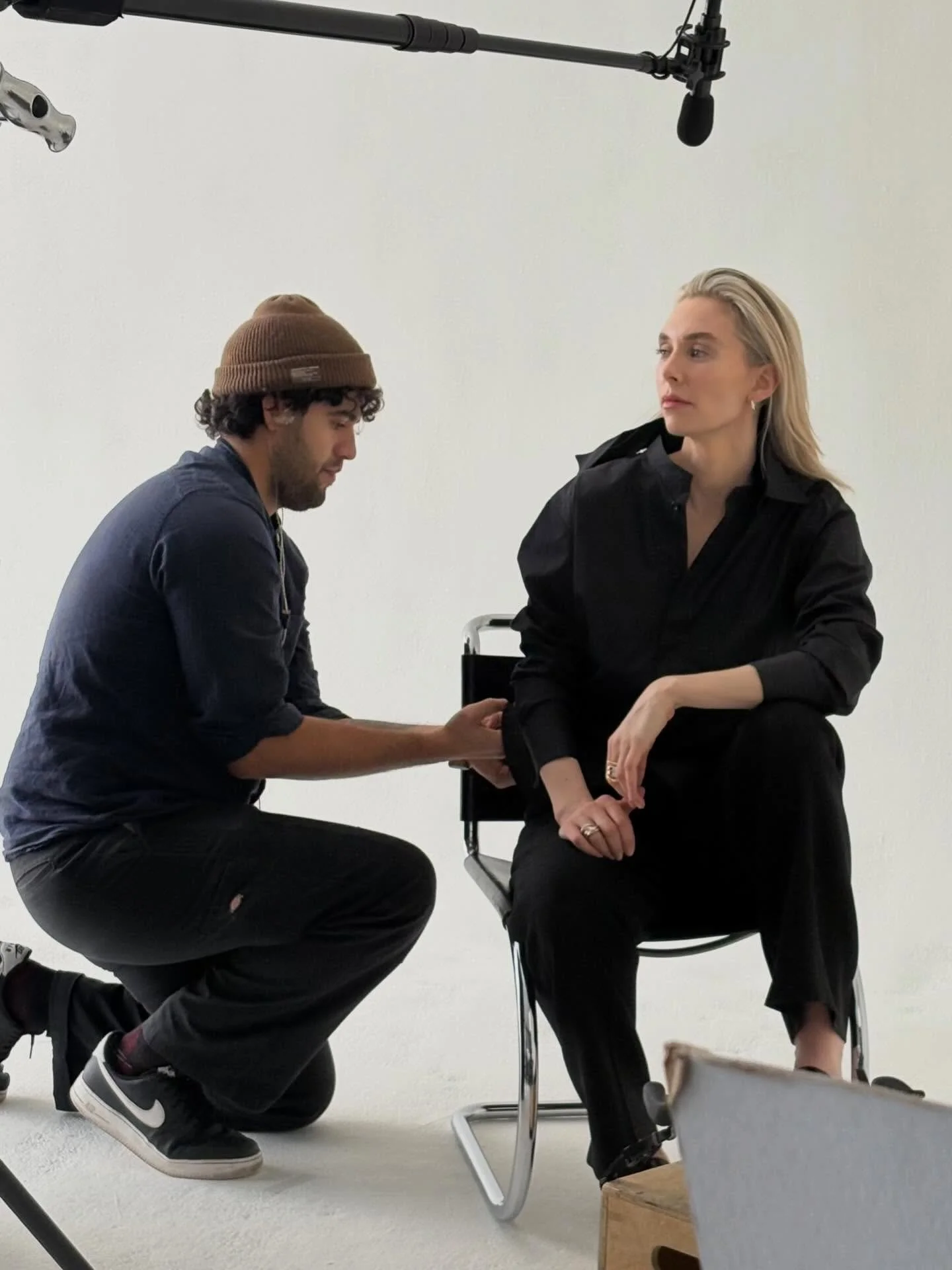 @simon.arcenio mixing sound and @staticsiftingfilms on teleprompter working together on this most recent @lancomeofficial spot with Vanessa Kirby! See it on their page✨