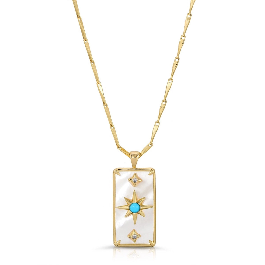 Starman Mother of Pearl Turquoise Pendant Necklace 1.png