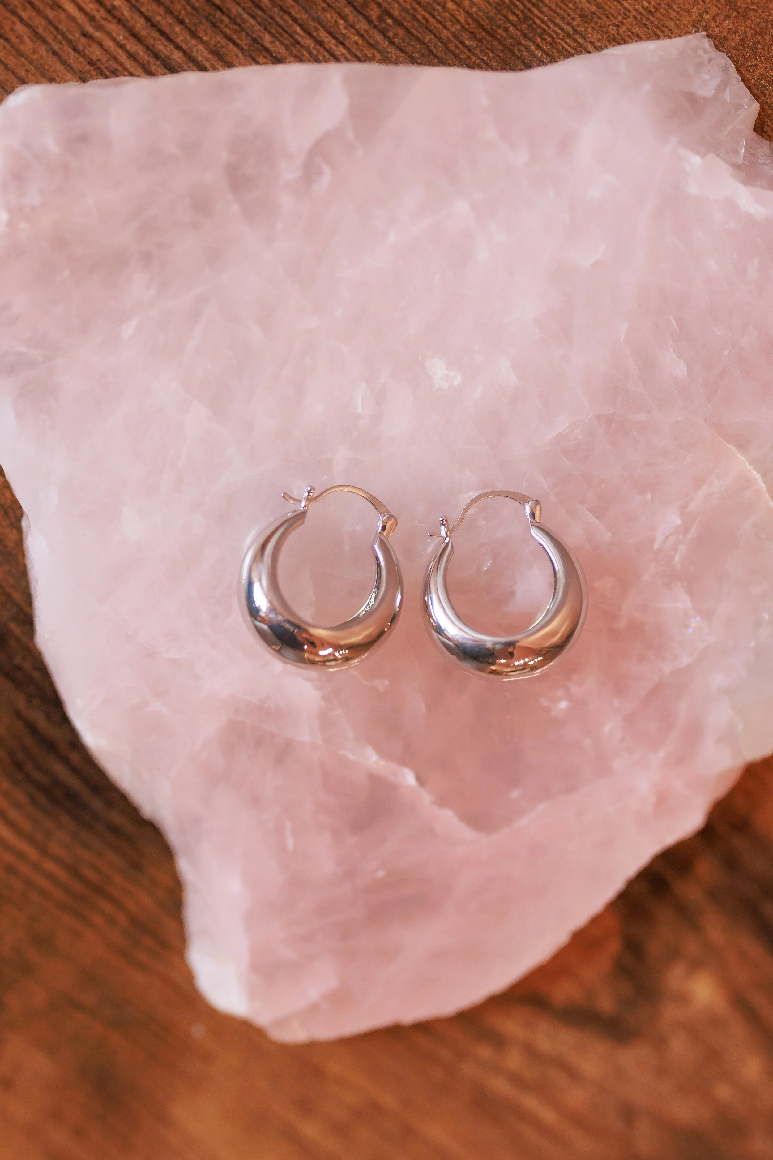 Silver Madeline Hoops $38