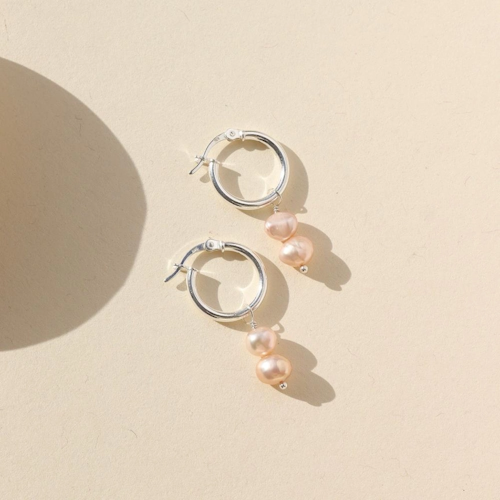 Pink Pearl Silver Dangle Hoops 1.png