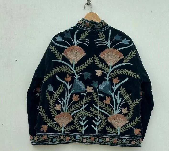 Velvet Suzani Jacket -(Navy) $148
