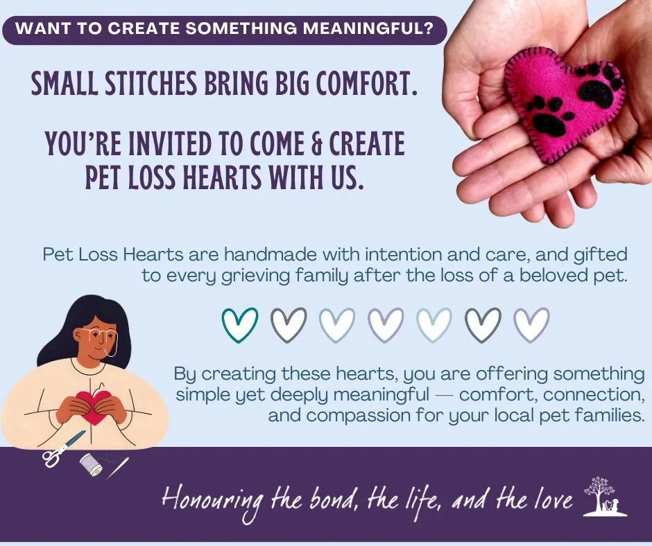 When we create with intention, even the smallest stitches can bring great comfort.💜

Our Pet Loss Heart Sewing Bees are a gentle way to give back to the community &mdash; offering compassion, care, and connection through something handmade.

Join us