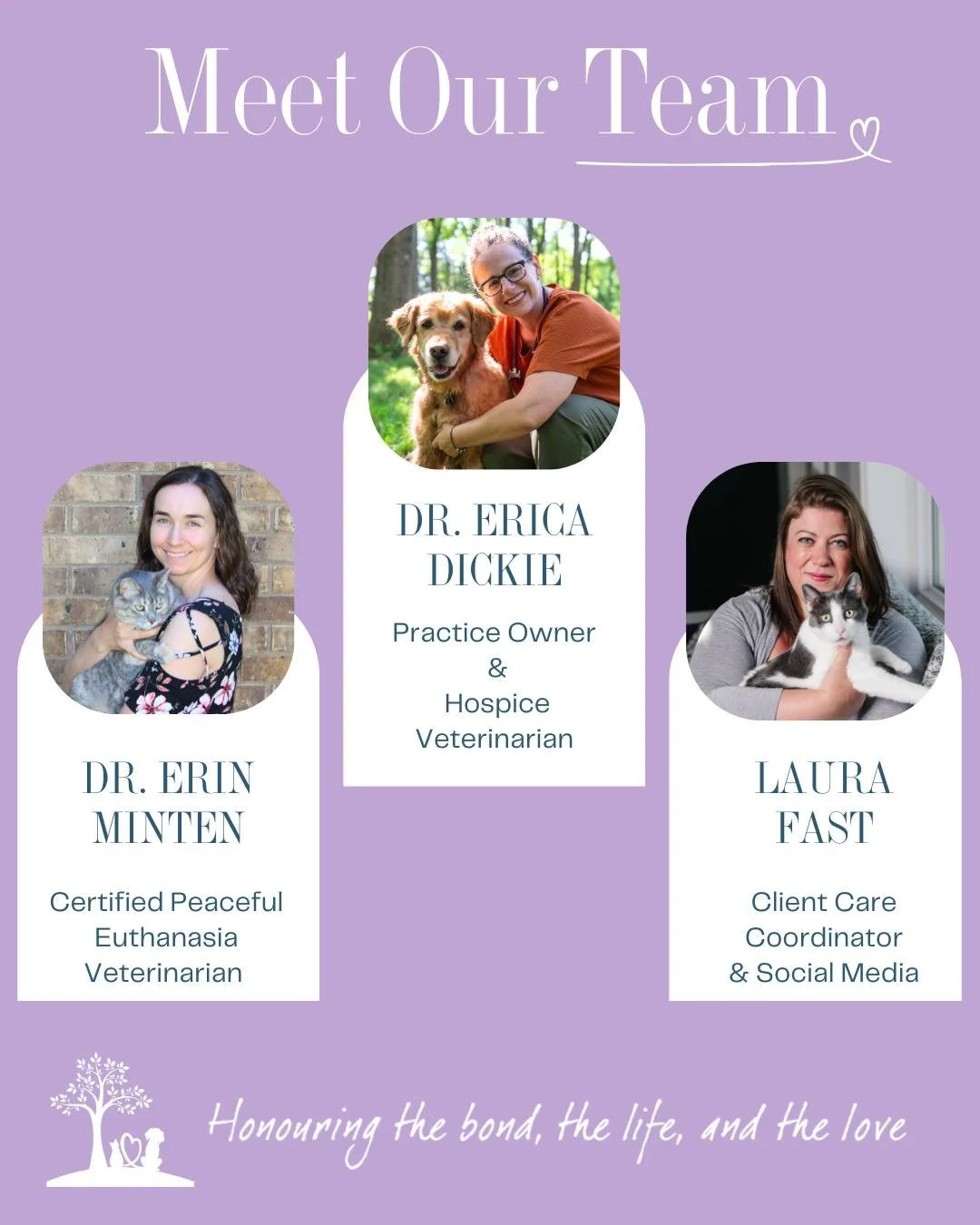Wondering who will be supporting you and your pet family? 💜🐾

We wanted to take a moment to reintroduce our team!

At Black Creek Mobile Vet, we are a small, compassionate group dedicated to supporting pet families through quality-of-life conversat
