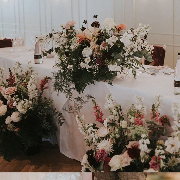 Wedding top table flowers