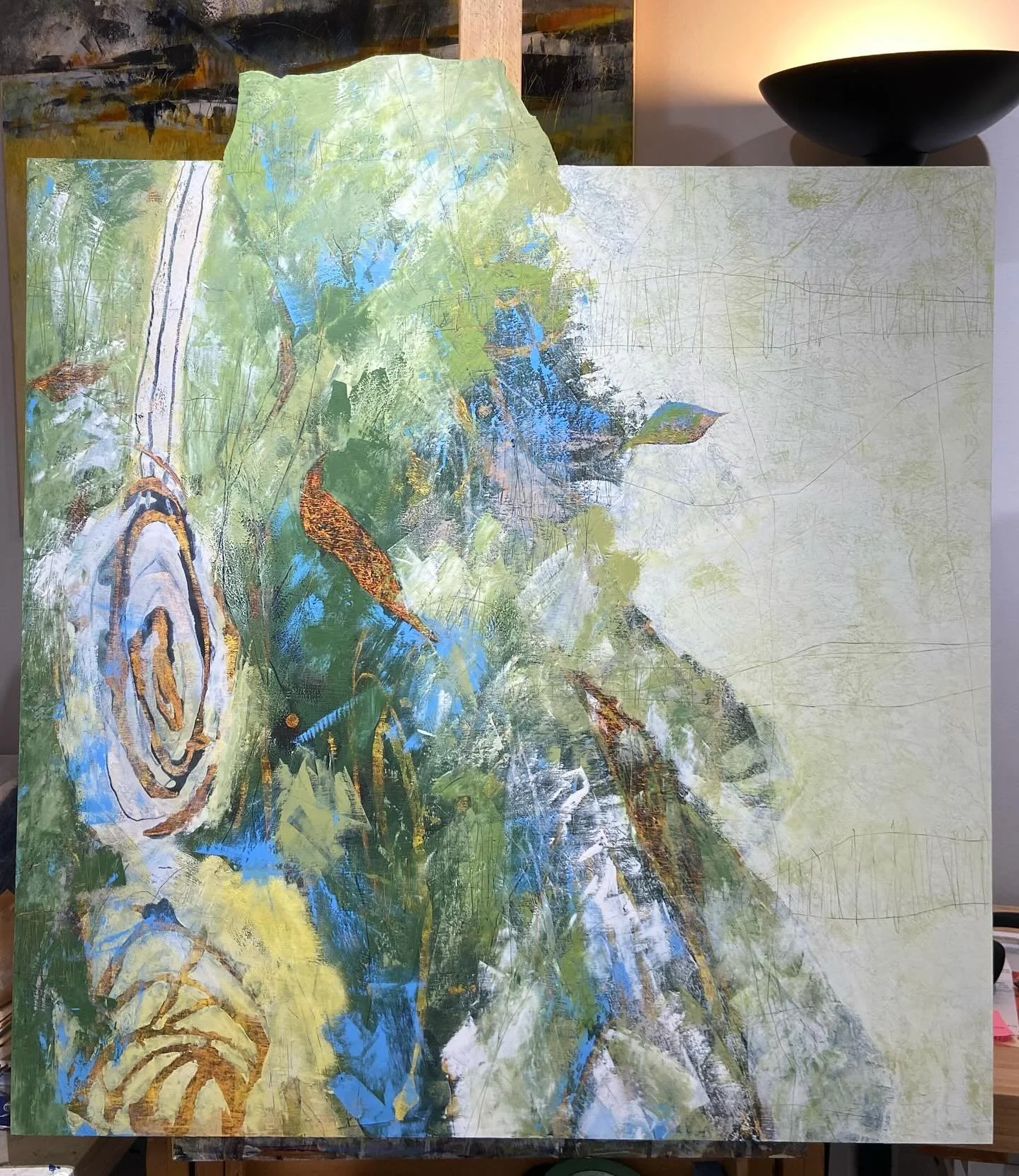 Another work in progress. I think this one is going to be called &ldquo;Love Is A Map&rdquo;. 36&rdquo;x36&rdquo;, oil on wood panel. 

#lorisokolukart #workinprogress #wip #artiststusio #oilpainting #contemporarycanadianartist #abstractart #studio28