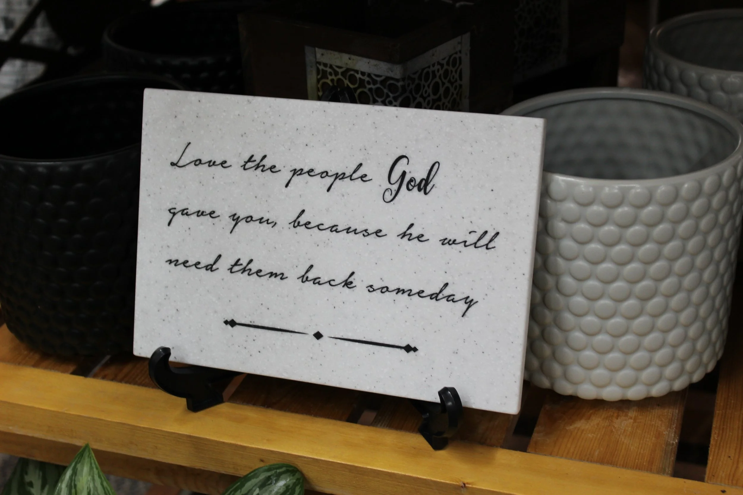 "Love the people God gave you..." 6 1/2 x 9 1/2 Corian Tile