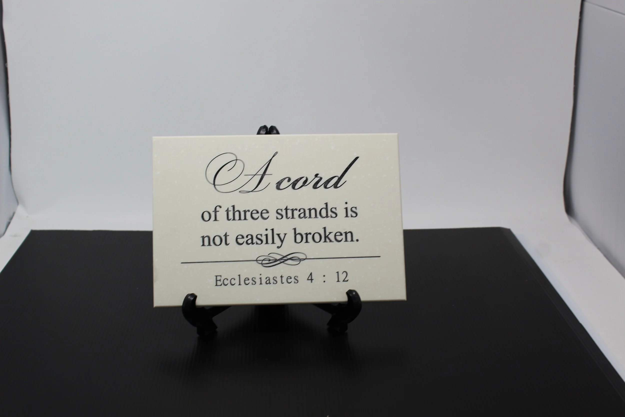 "A cord of three strands..." 6 1/2 x 9 1/2 Corian Tile