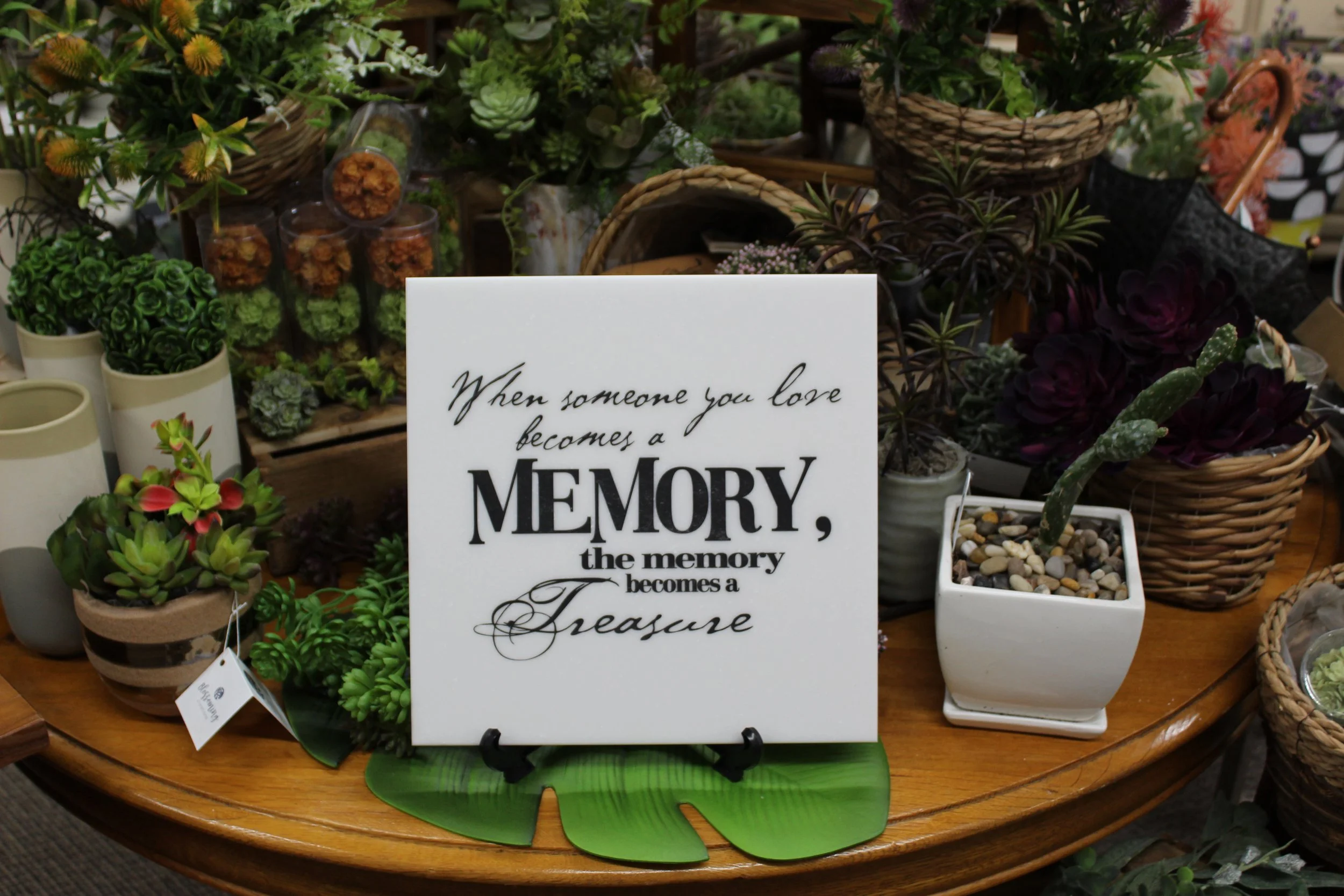 "When someone you love becomes a memory..." 12 x 12 Corian Tile