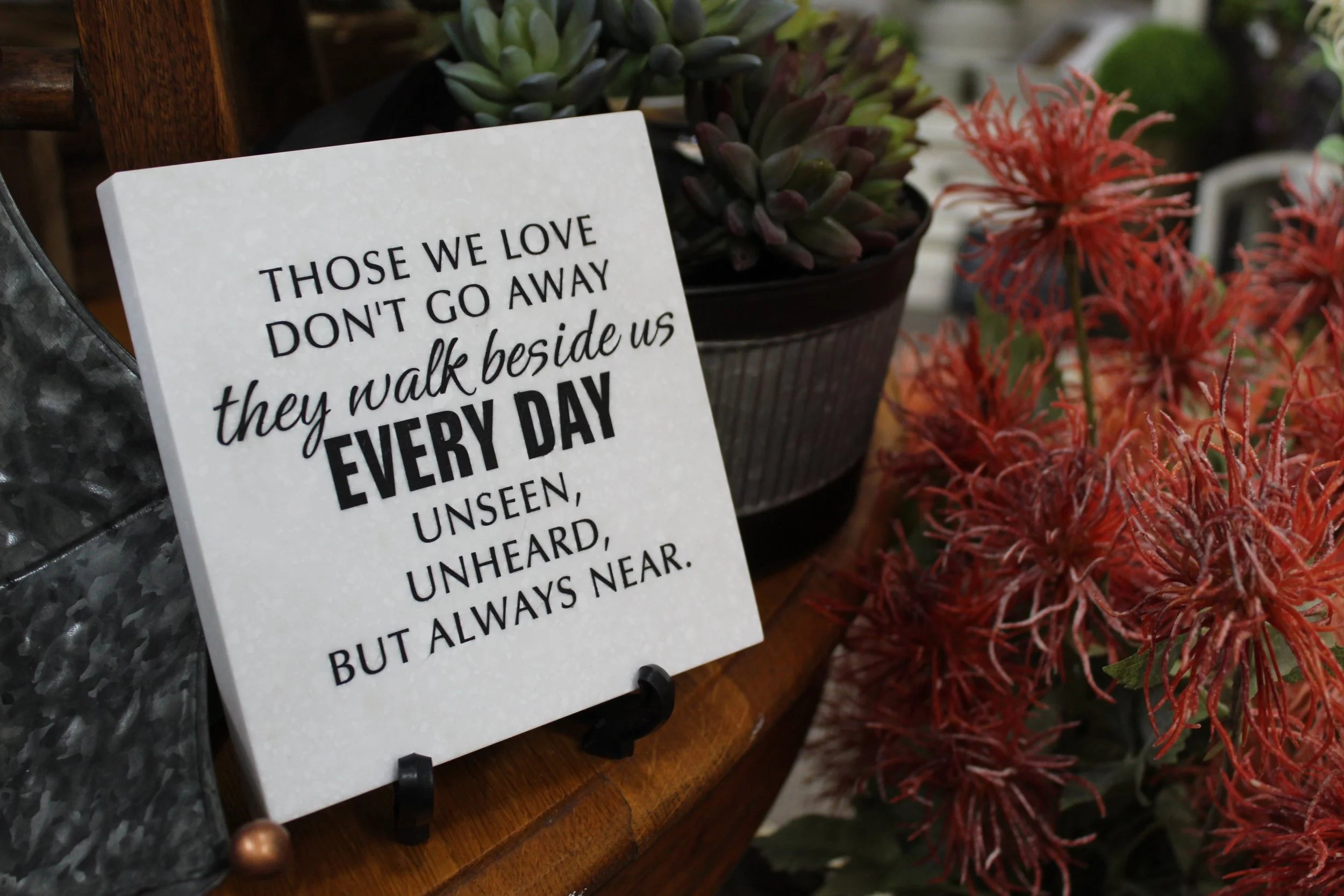 "Those we love don't go away..." 8 x 8 Corian Tile