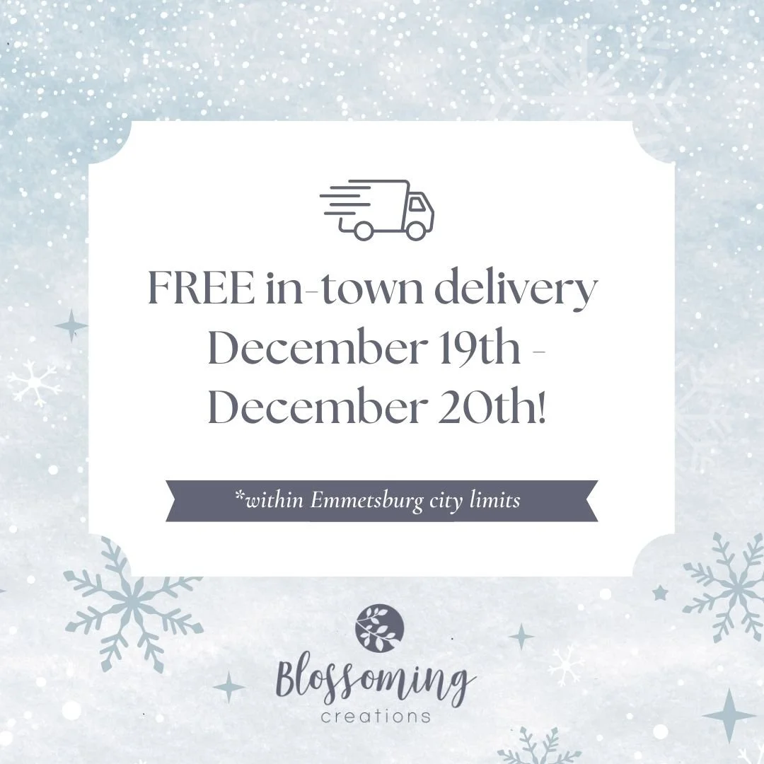 The floral shop has been crazy busy this week and we are going to extend a "Thank You" to our amazing customers with a 2 day local free delivery so call soon to schedule yours.  712-852-4855 Blossoming Creations downtown Emmetsburg!