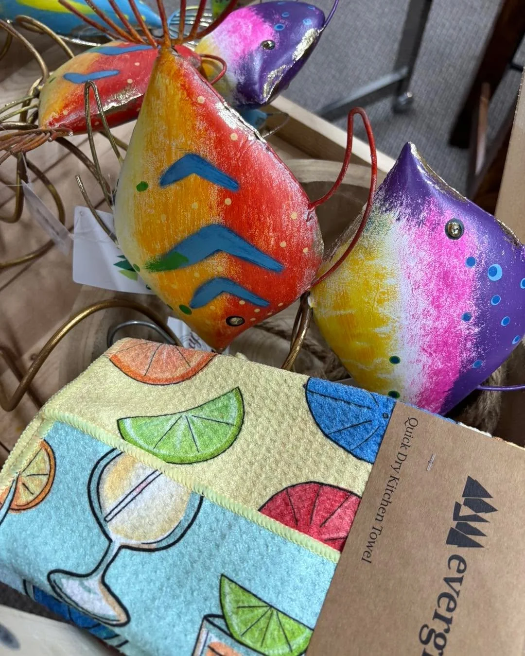 These towels and fish that just arrived make ya want to hop on a plane to those warm sandy beaches!  So cute! ✈️ 🌴 ☀️