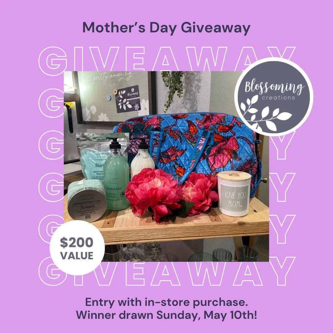 Congratulations to Pam Studer for being the winner of our Mother&rsquo;s Day giveaway!!!
Happy Mother&rsquo;s Day from Blossoming Creations and Blossoming Creations Garden Center!