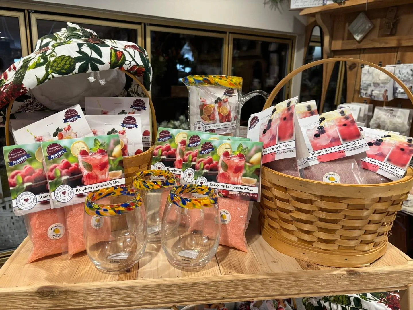 New to the shop for summer! Flavored Lemonade mixes! Blueberry, Raspberry, and Strawberry!  Great for kids, yourself or weekends on the patio with friends!  Yum!  They are selling right out of the box😂