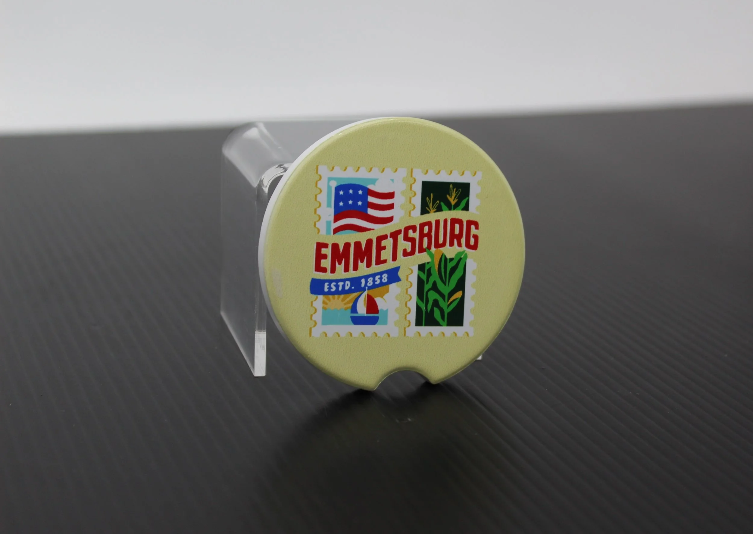 Small Personalized Car Coasters-Emmetsburg, Iowa Gifts