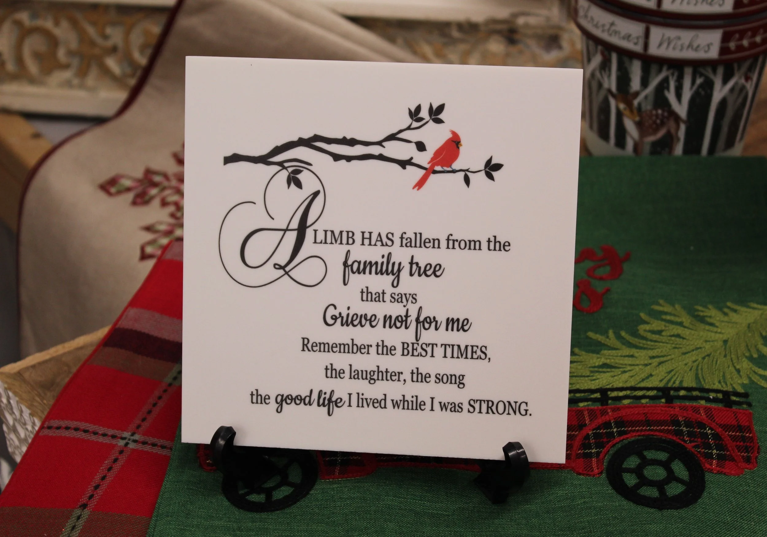 A LIMB HAS fallen from the family tree -8 x 8 Laser Engraved Corian Home Decor