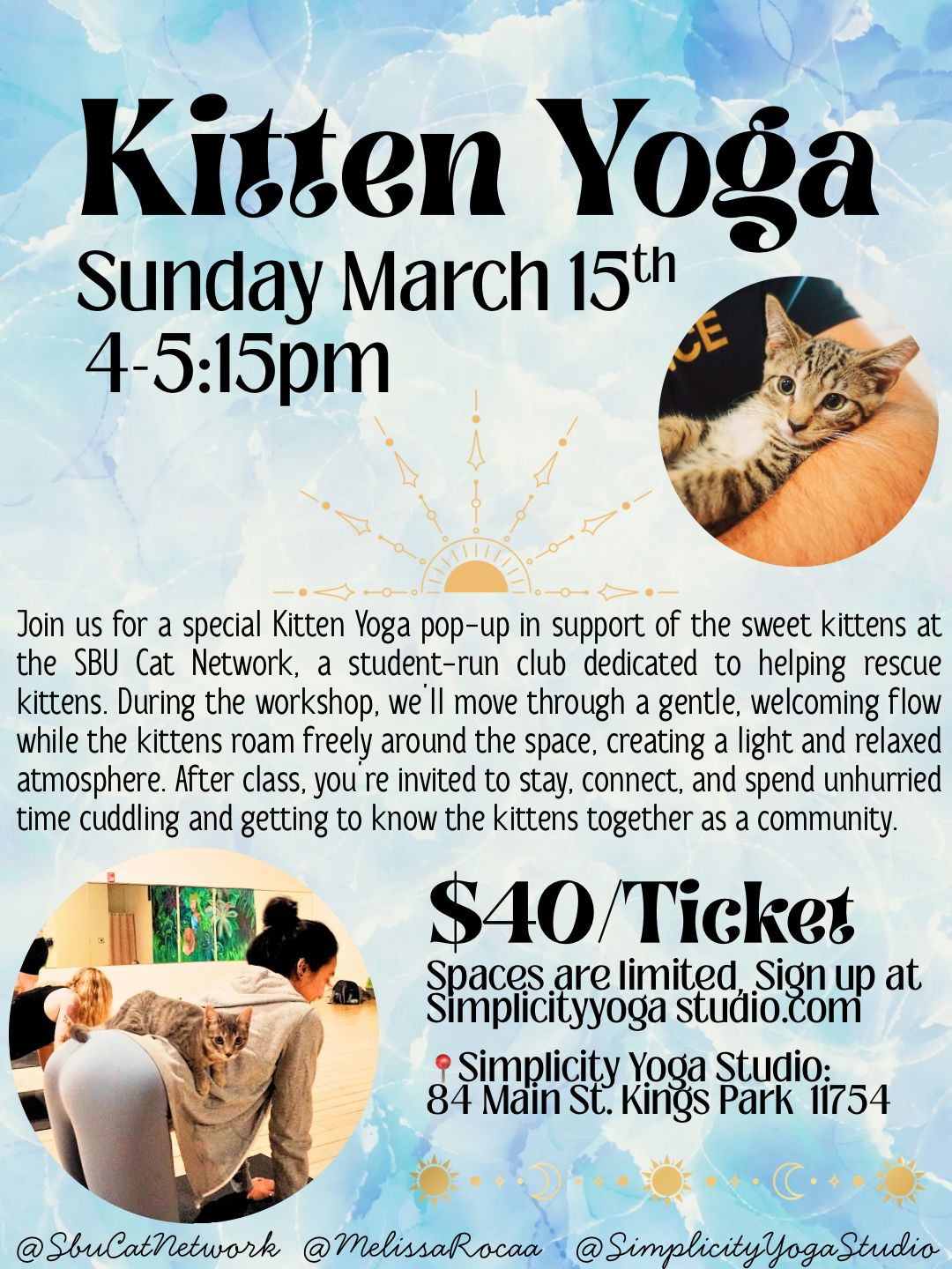 KITTEN YOGA with the rescue SBU Cat Network!