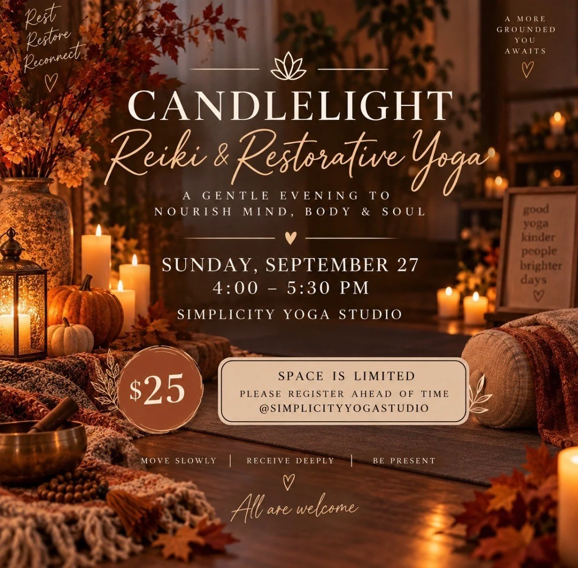 Cozy Candlelight Reiki &amp; Restorative Yoga 