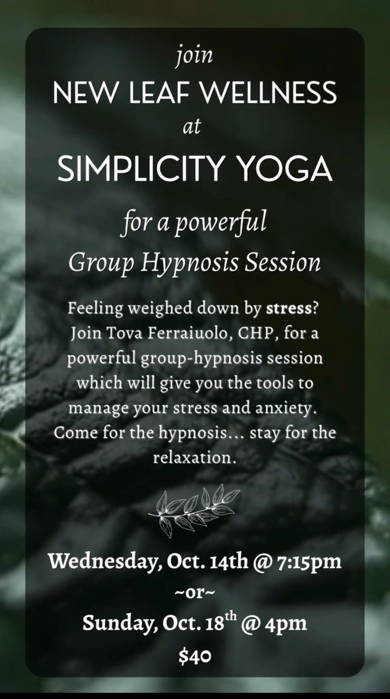 Hypnosis for Stress Relief 10/18