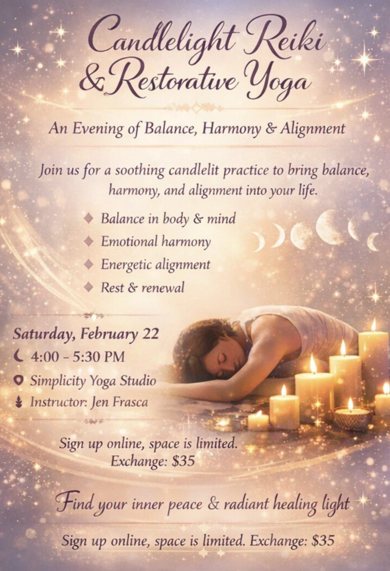 Cozy Candlelight Reiki & Restorative Yoga 2/22/26