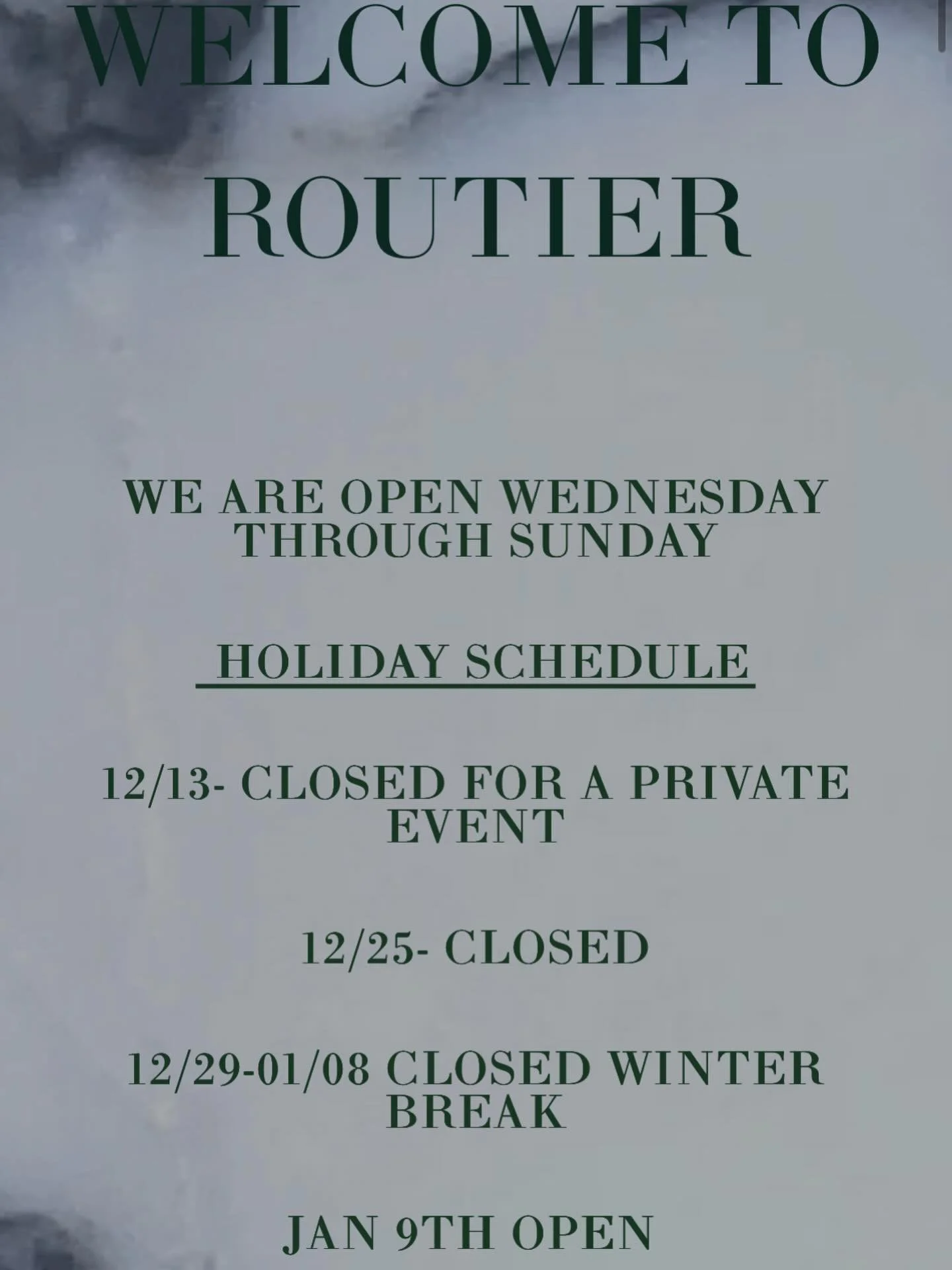 Our end of year schedule. Just a few weeks to get in before we take a break!