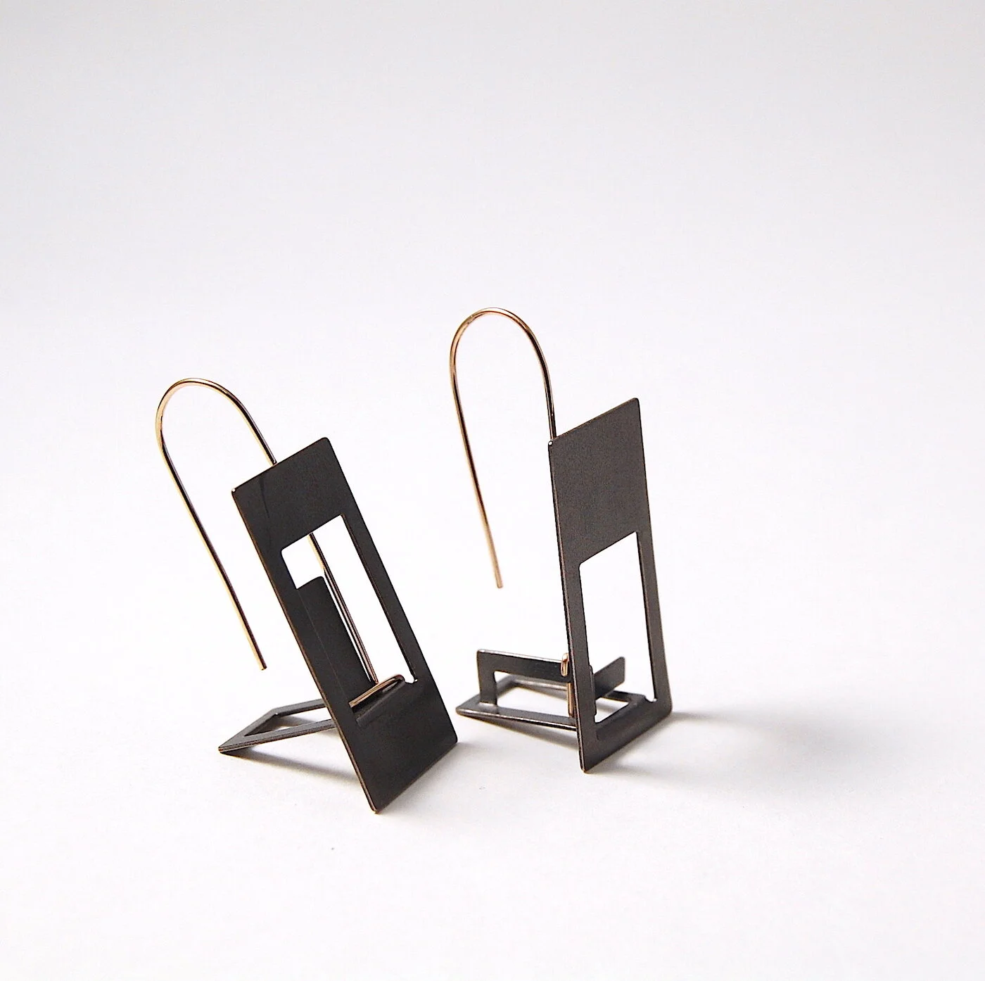   Template earrings 1, made with a single template cut in half.  
