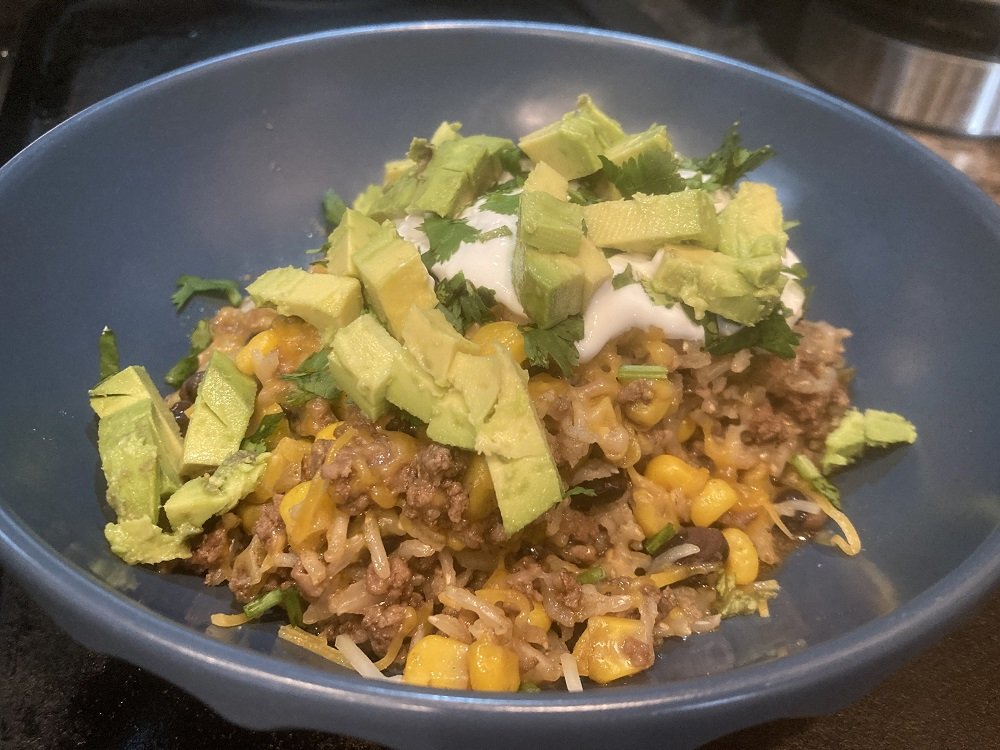 grass finished beef burrito bowl