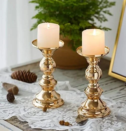 Gold Pillar Candle Holder - 50 Available