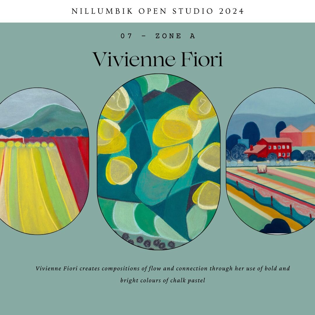 Vivienne Fiori - 07 Zone A @viviennefiori.artist 

Vivienne uses vibrant colour and soft pastel to depict the experience of a moment or scene.

Her work uses the tactile expression of soft pastel to explore fleeting moments as an essence of experienc