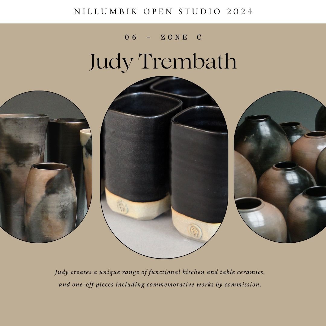 Judy Trembath - 06 Zone C Ceramics

Judy creates a unique range of functional kitchen and table ceramics, 
and one-off pieces including commemorative works by commission. 

Judy looks forward to welcoming you to her studio during the program.

All pa