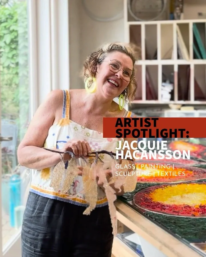 ✨ Artist Spotlight: Jacquie Hacansson ✨ 
Meet Jacquie Hacansson (@reddoorglass @jachac ) - a vibrant multidisciplinary artist whose love of glass, painting, sculpture, and textiles flows from a lifelong passion for creative expression. 
&mdash;-
Base