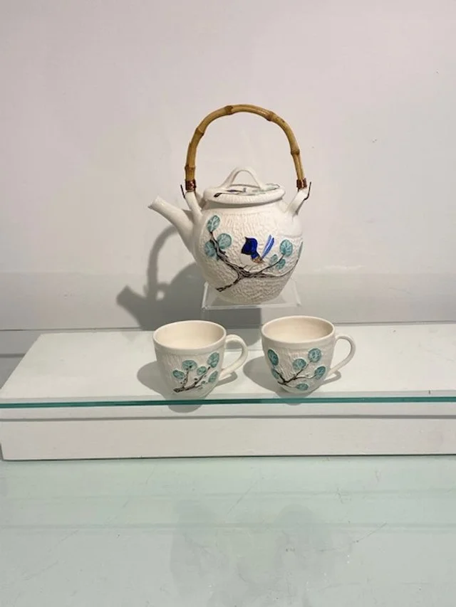 Wren Tea Pot and cups by Sharon Edwards