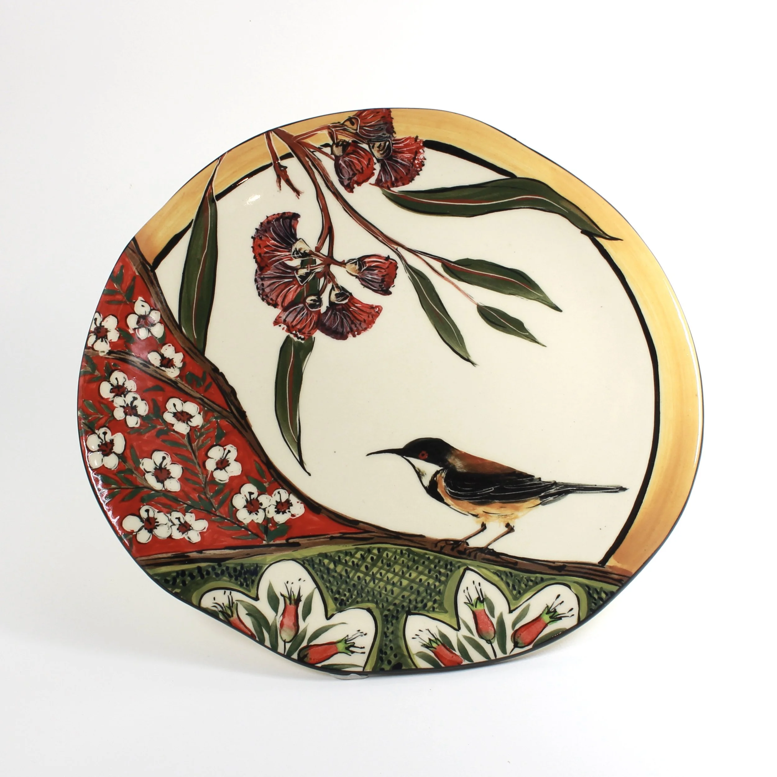 Ceramic Eastern Spinebill plate  by Mary-Lou Pittard