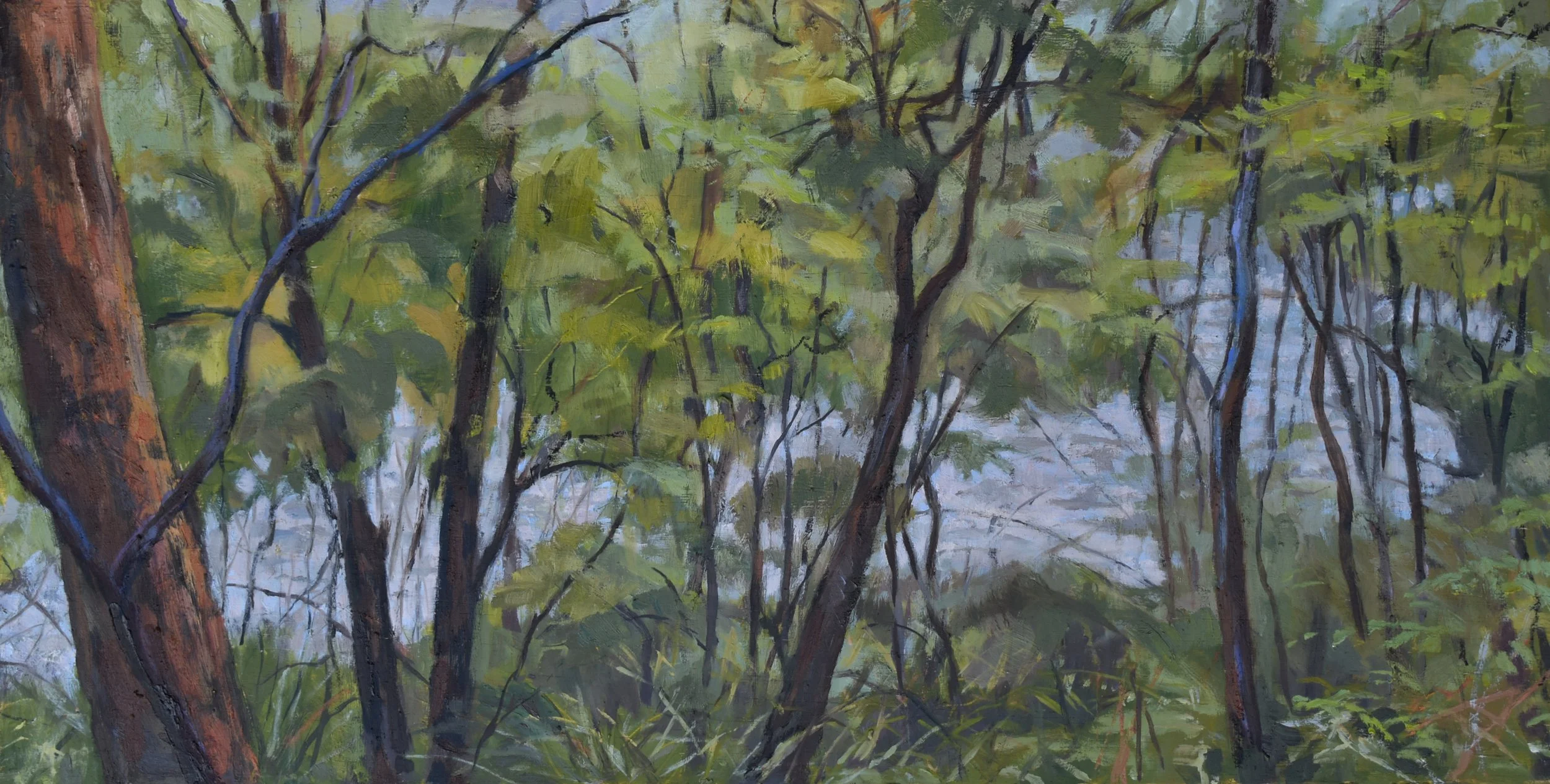 Painting by Esther Schouten - View of the Yarra through the Ti-tree