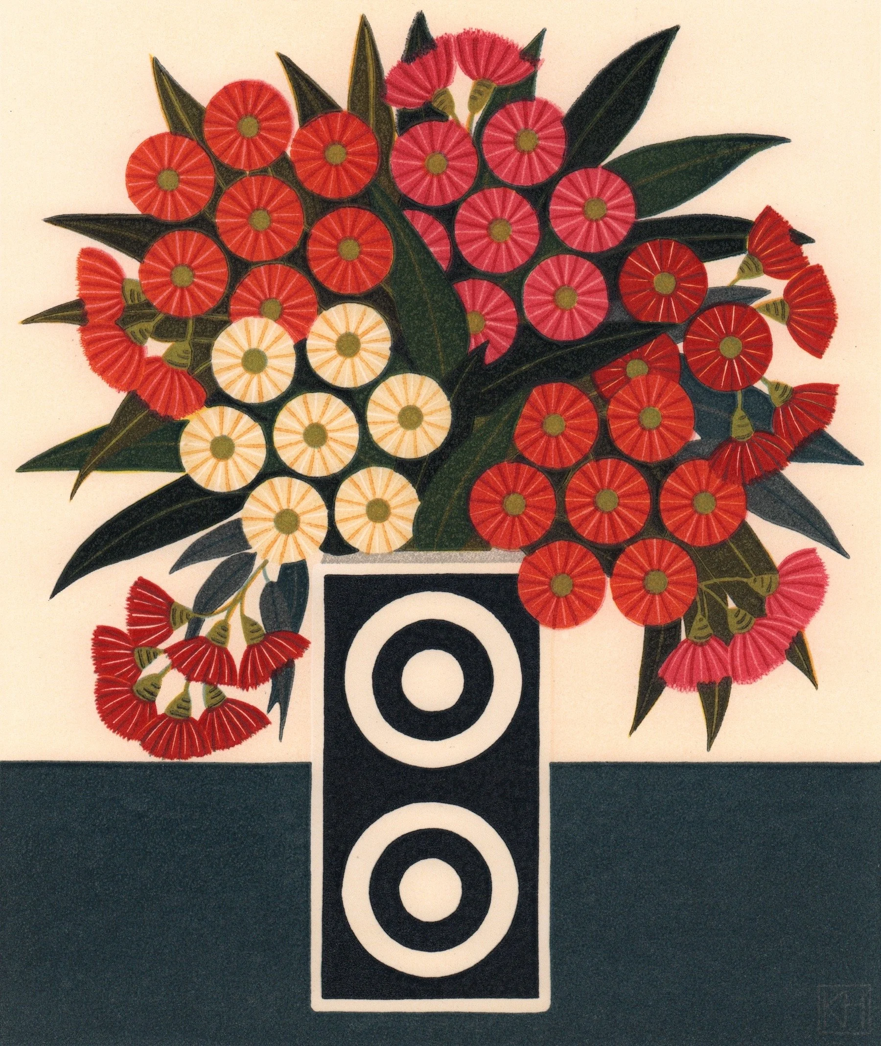 Framed print by Kate Hudson - Flowering Gums and Circle Vase