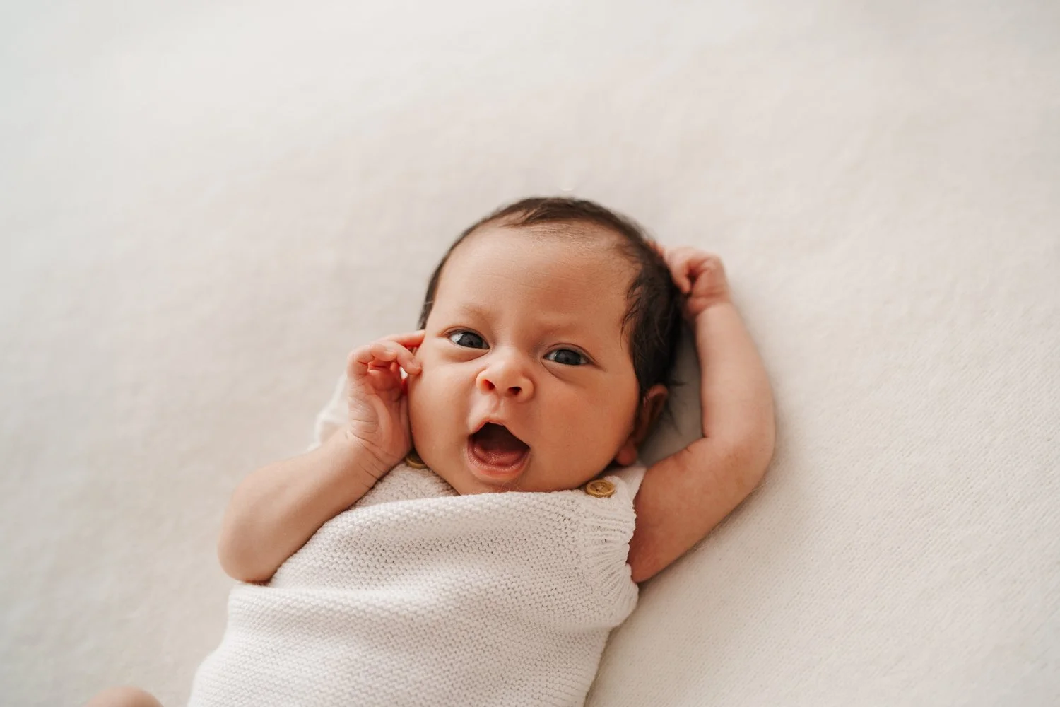 Studio Newborn Photography for Older Babies. Perfect for Families following Confinement Traditions. 