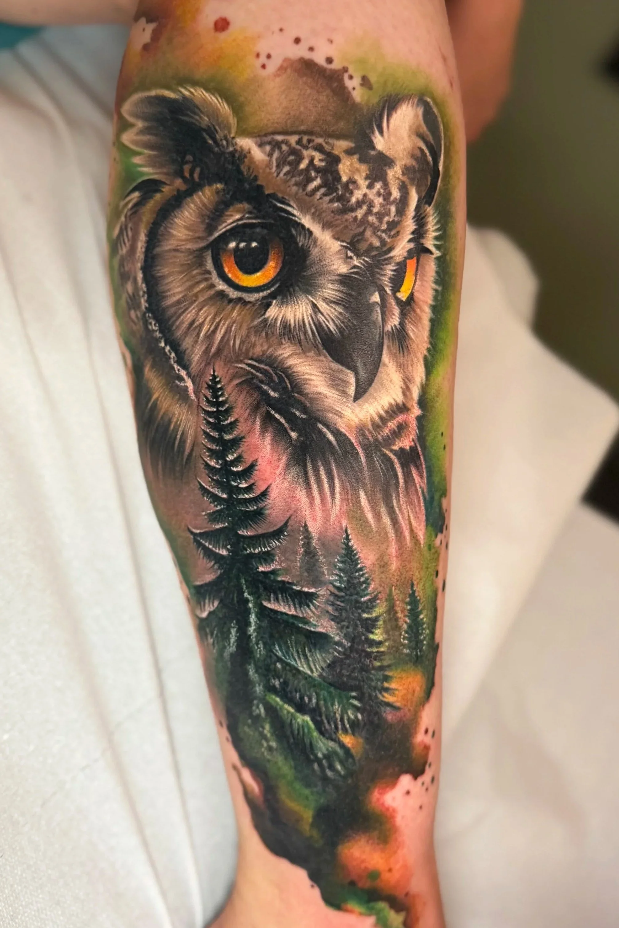 Tattoo Eule Realistic CoverUp 