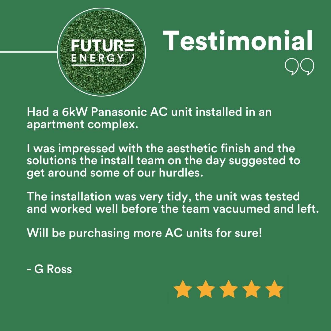 It always brightens our day to hear about our customer's experiences with us ☀

We at Future Energy are passionate about helping kiwi homes and businesses! 

We are experts in solar energy, electric vehicle charging, heating and cooling systems, vent