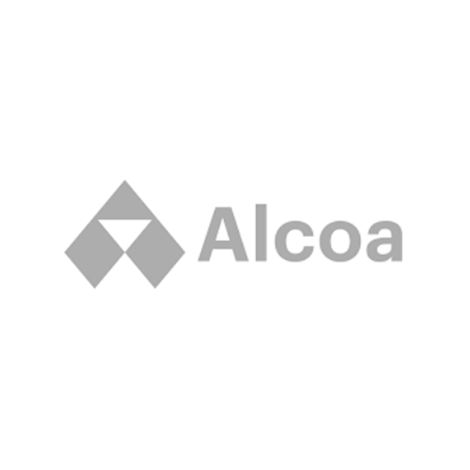 Gray Alcoa logo with a geometric diamond shape and the company name in gray text.