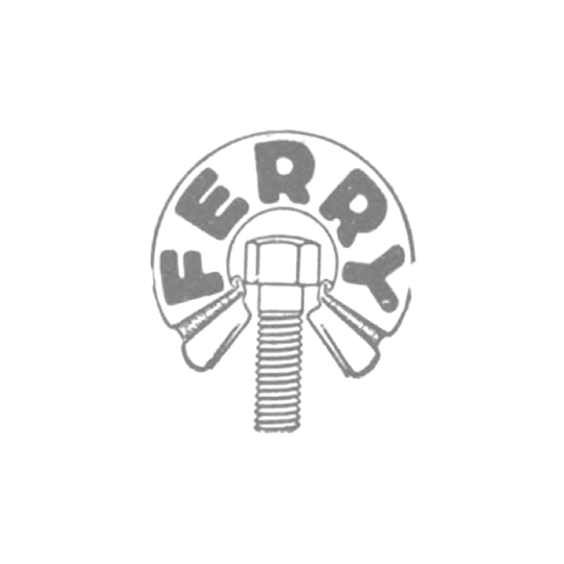 A logo featuring the word 'FERRRY' above a screw, with two spray paint cans on either side of the screw.