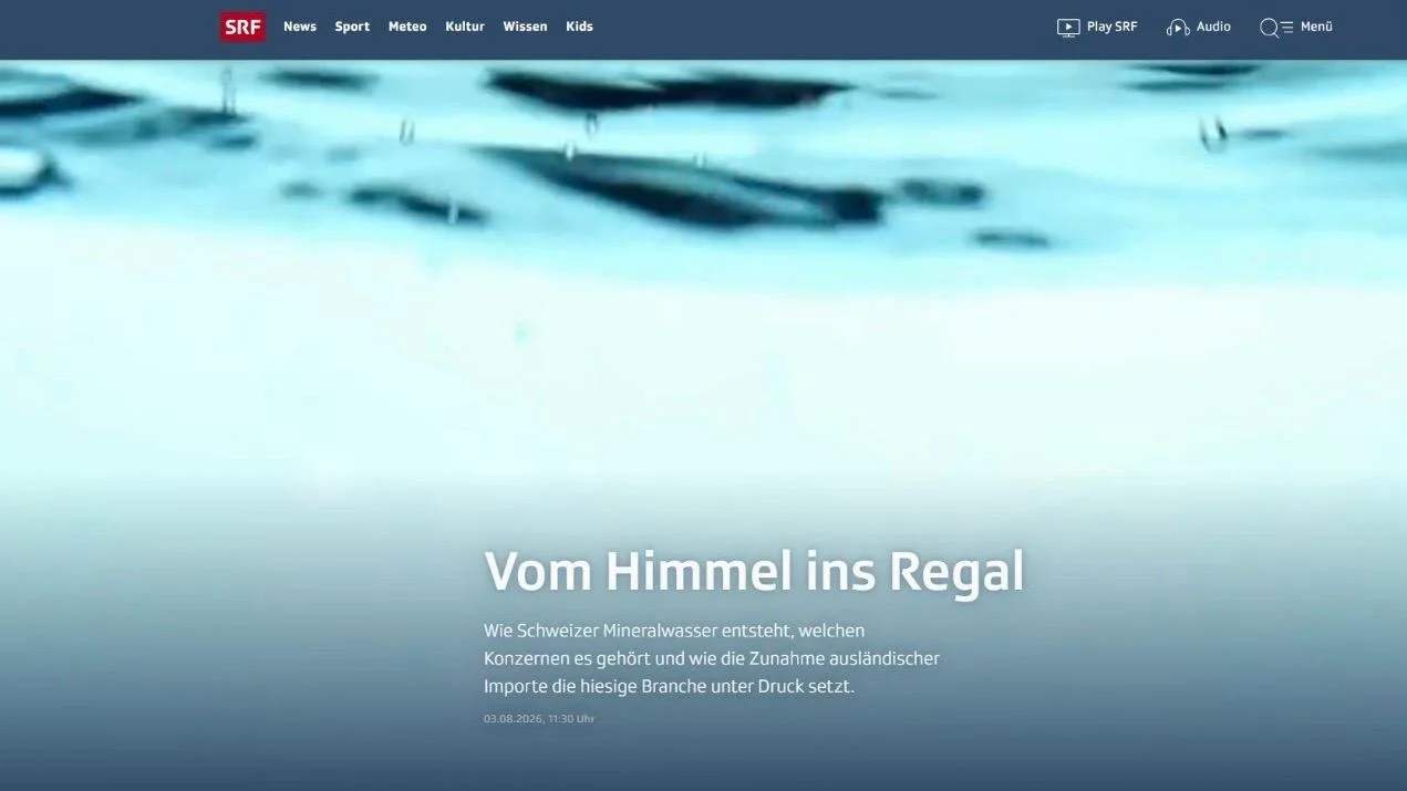 Schweizer Mineralwasser im Fokus von SRF
