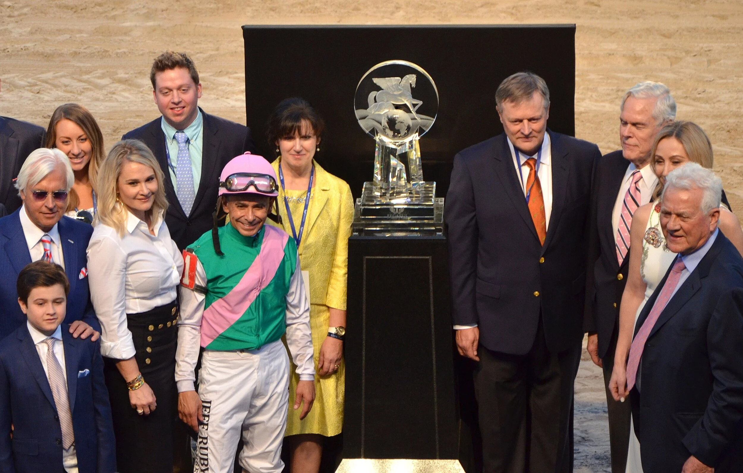 Arrogate wins the 2017 Pegasus World Cup at Gulfstream Park with Mike E. Smith up for trainer Bob Baffert and owner Juddmonte Farms, 2017 Pegasus World Cup. Trophy: Mark Raynes Roberts