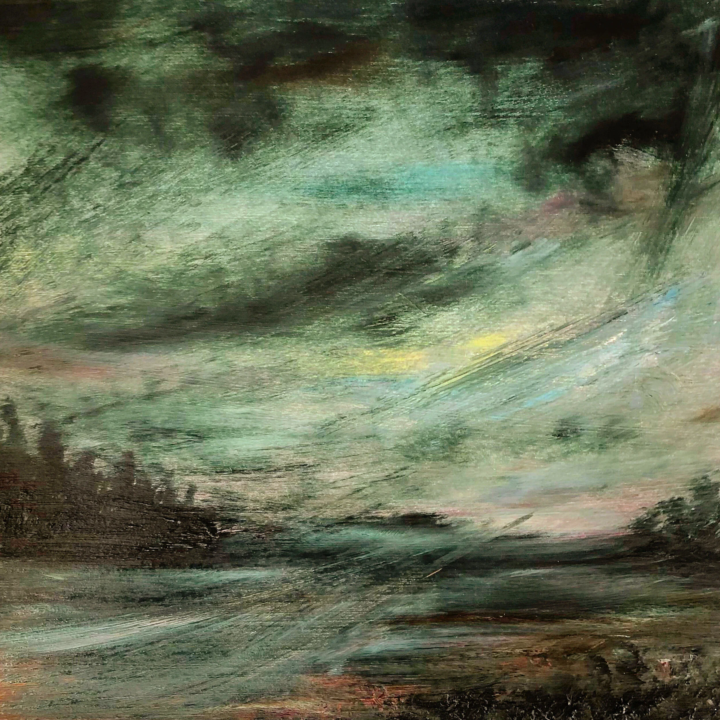 “Through The Rolling Storm”    Oil on panel, 12” x 12”    A T L A N T I C  C O L L E C T I O N   South West Cove, Nova Scotia 