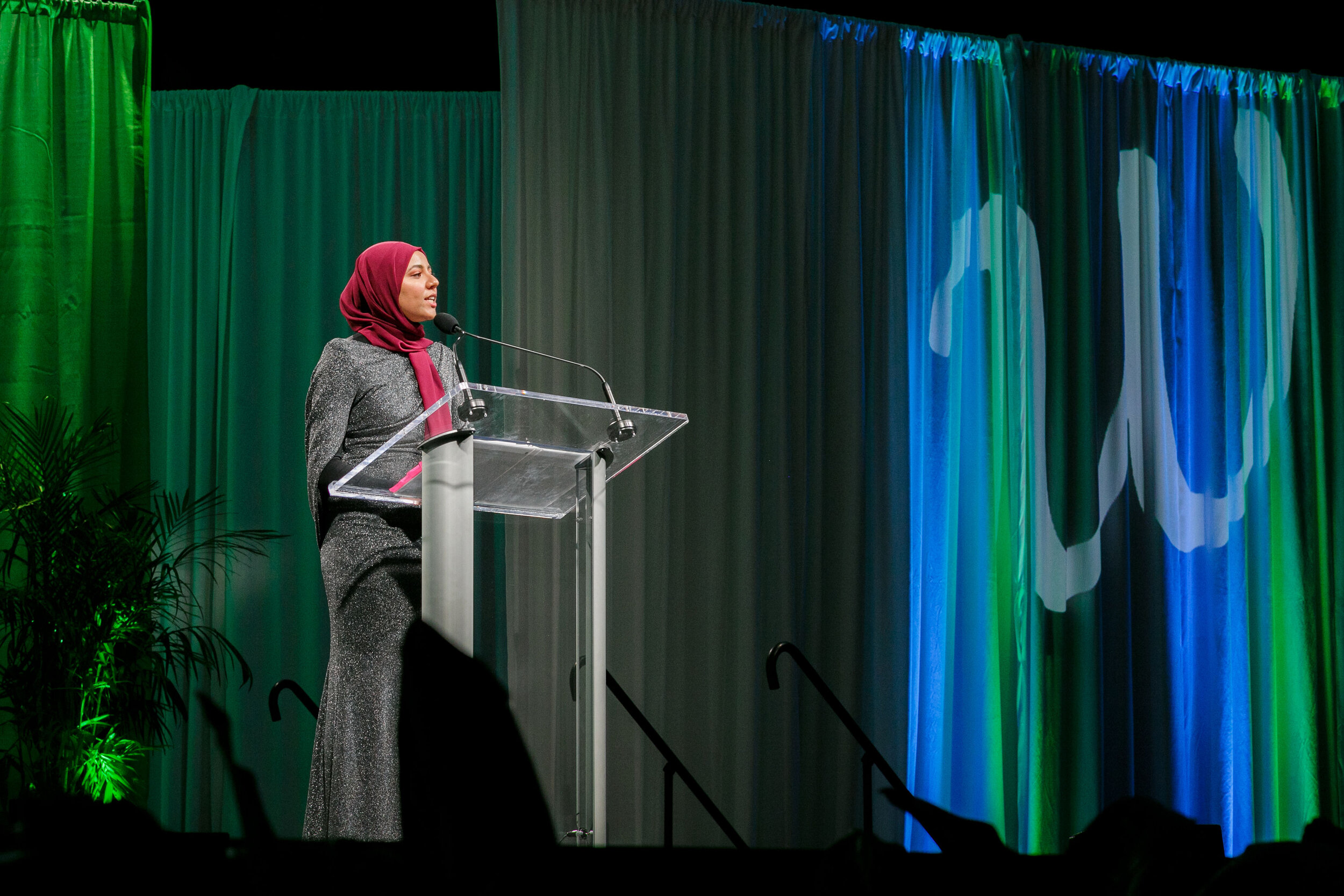   2019 Eileen Scholarship Awardee Bayan Gala accepts her award  