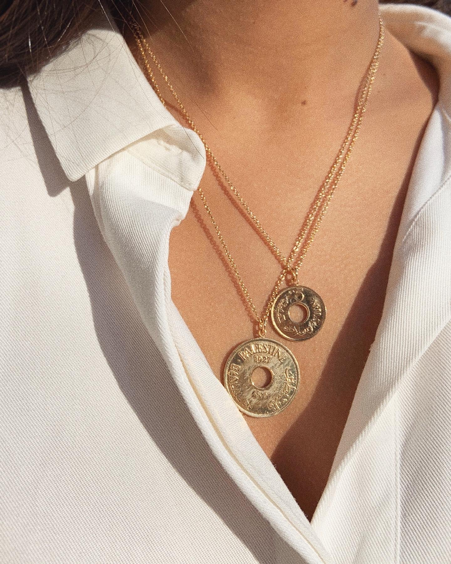 Gold 5 and 10 Mils Coin Necklace Set