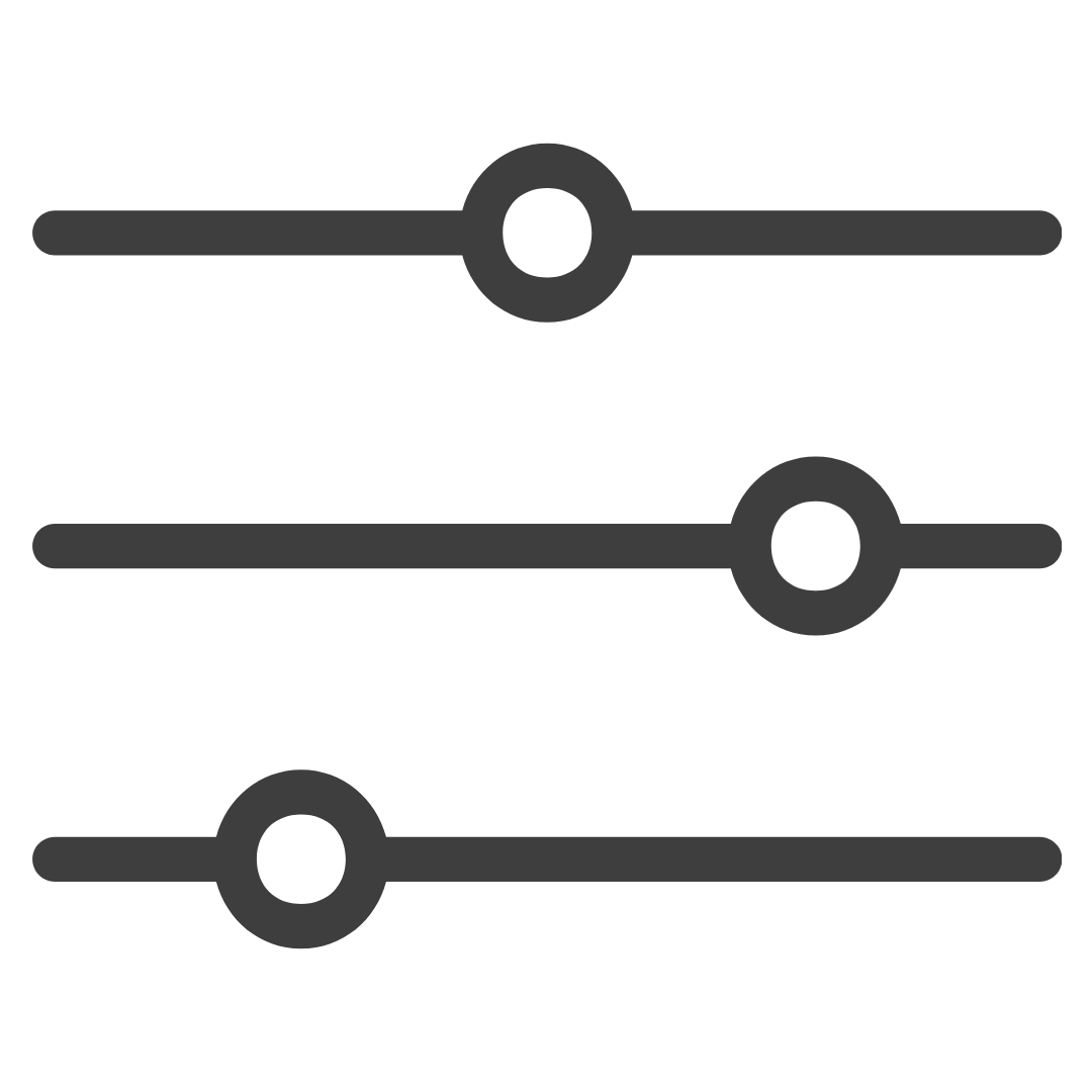 Black background with three horizontal gray sliders with circular handles, resembling an audio or control equalizer.