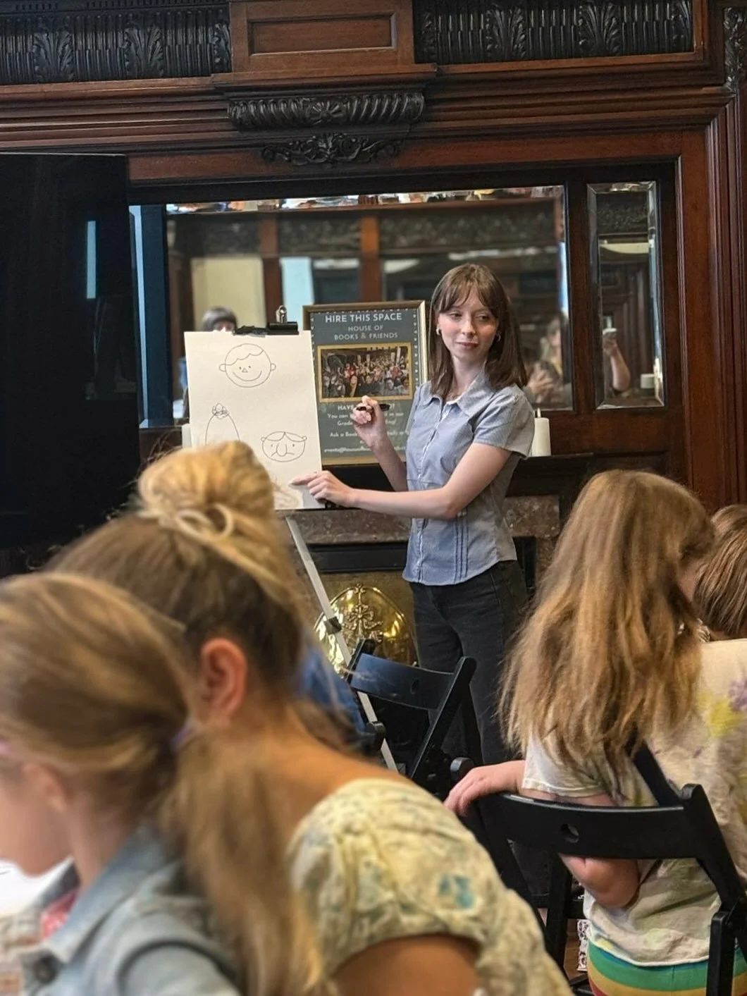 A few snaps from my recent illustration workshop at @houseofbooksandfriends 🌞

I was so impressed with the children&rsquo;s drawings and imaginative characters that were created from just a few descriptive words! We created some simple characters to