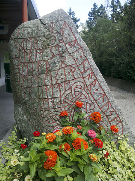  Modern runestone in Handen, Haninge municipality, Stockholm county, Södermanland, Sweden. Located by Commuter Train Station. 